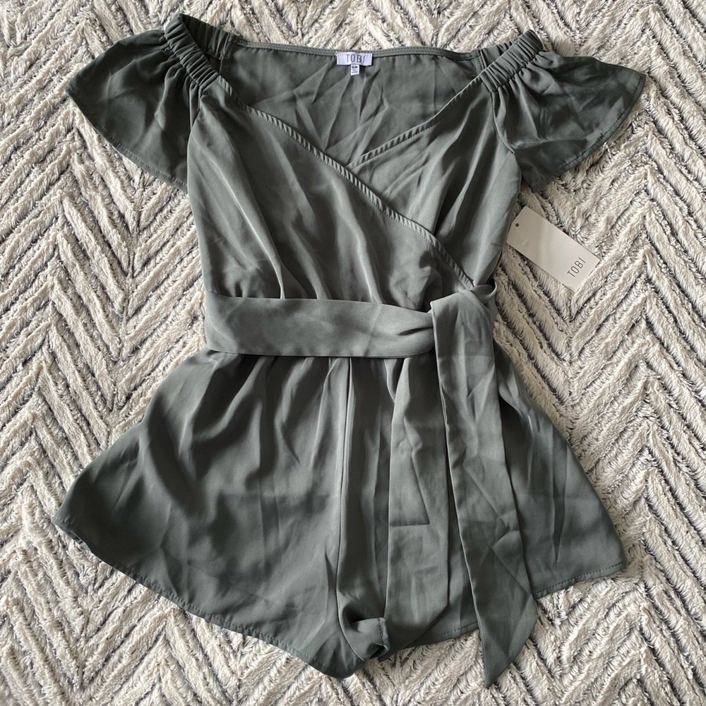 NEW Tobi Off-Shoulder Wrap Romper
